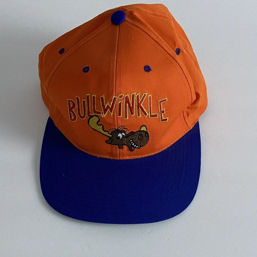 BULLWINKLE Mens Orange Embroidered Snapback Hat Size All Vintage 1993 MCA